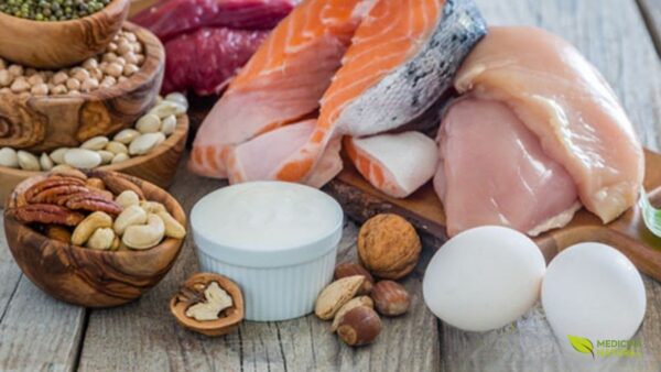 De acordo com a Harvard Health, uma dieta rica em proteínas de alta qualidade, incluindo carnes magras, peixes, ovos, laticínios, leguminosas e nozes, é fundamental para manter a saúde geral e níveis adequados de albumina. Esses alimentos fornecem os blocos de construção essenciais para a síntese proteica contínua realizada pelo fígado. Fonte: Harvard Health.