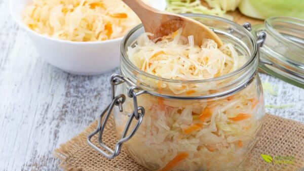 O chucrute e o kimchi são alimentos fermentados tradicionais, consumidos há séculos em diferentes culturas. Ambos são excelentes fontes de Lactobacillus e oferecem uma maneira saborosa de enriquecer a dieta com probióticos naturais, além de fornecerem fibras e nutrientes essenciais. Fonte: MasterClass.
