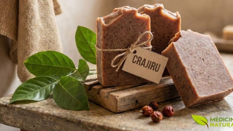 Sabonetes artesanais de crajiru mantêm as propriedades medicinais da planta graças ao processo de saponificação a frio. São indicados para peles sensíveis, com tendência a irritações ou em processo de recuperação de lesões cutâneas.