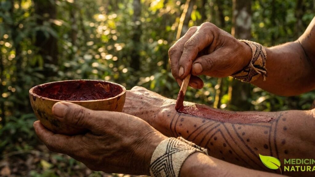 A pintura corporal com crajiru transcende a estética: para os povos indígenas amazônicos, ela carrega significados de proteção espiritual, identidade tribal e conexão com os ancestrais. Cada padrão geométrico conta uma história e marca momentos importantes da vida. A pintura corporal com crajiru não é apenas decorativa: para os povos indígenas, ela possui função protetora contra insetos e radiação solar, além de significados espirituais profundos ligados a rituais de passagem e cura.