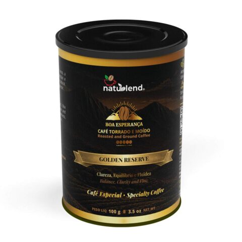 Café Especial GOLDEN RESERVE - Torrado e Moído - 100% Arábica - Aroma Clássico e Sabor Equilibrado - Caparaó MG - Lata Premium - Natublend - 100g